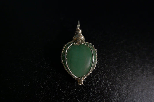 Aventurine Wire Wrapped Heart Pendant Necklace